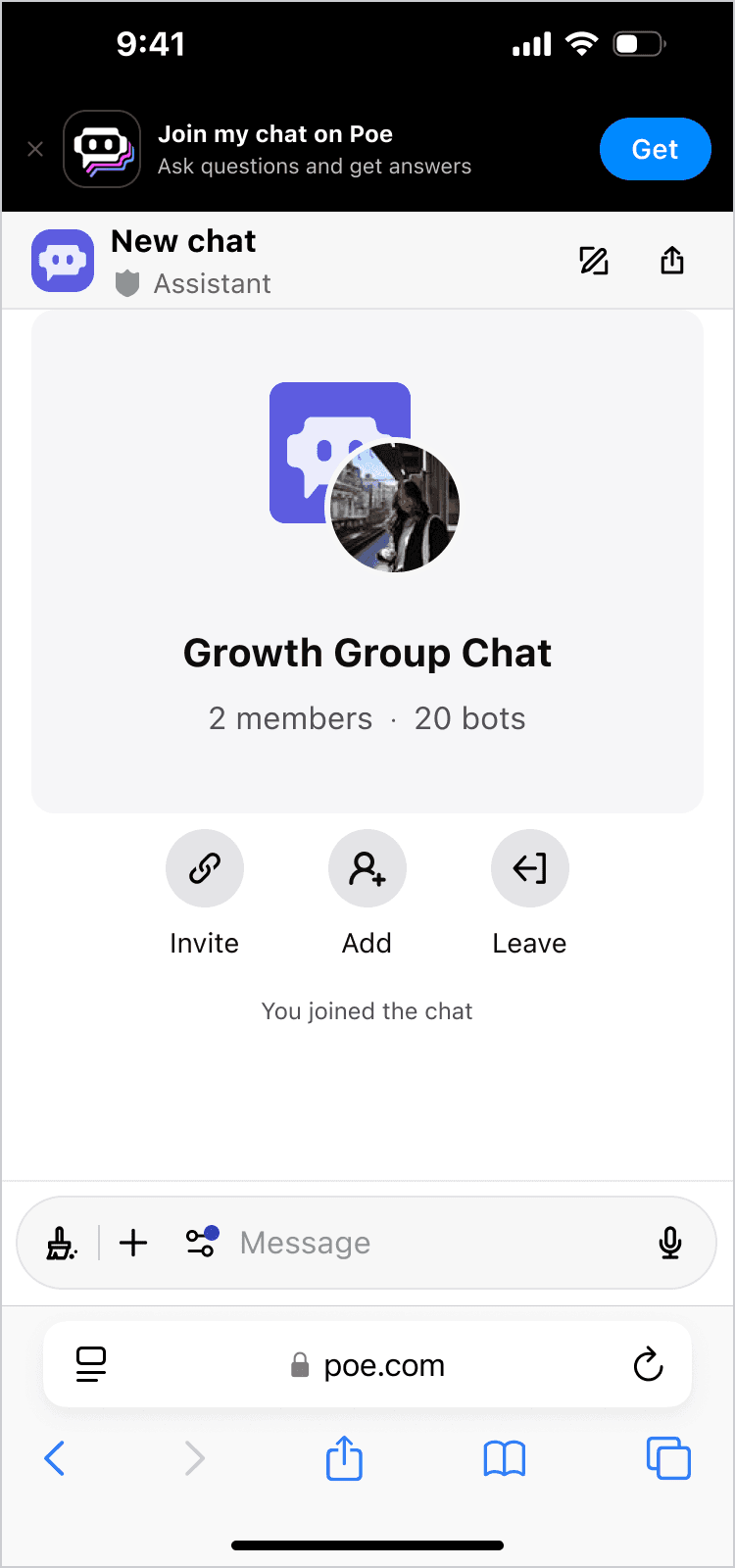 Chat joined on mobile web