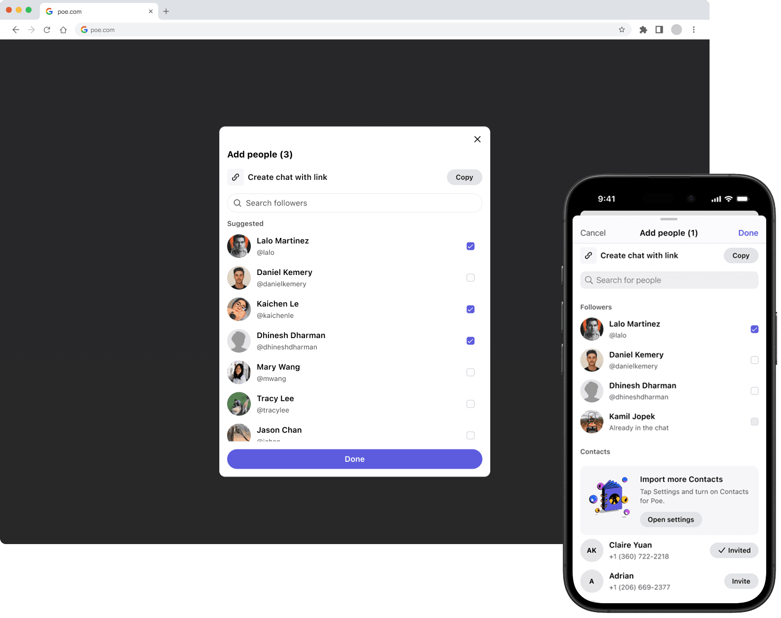 Add people modals