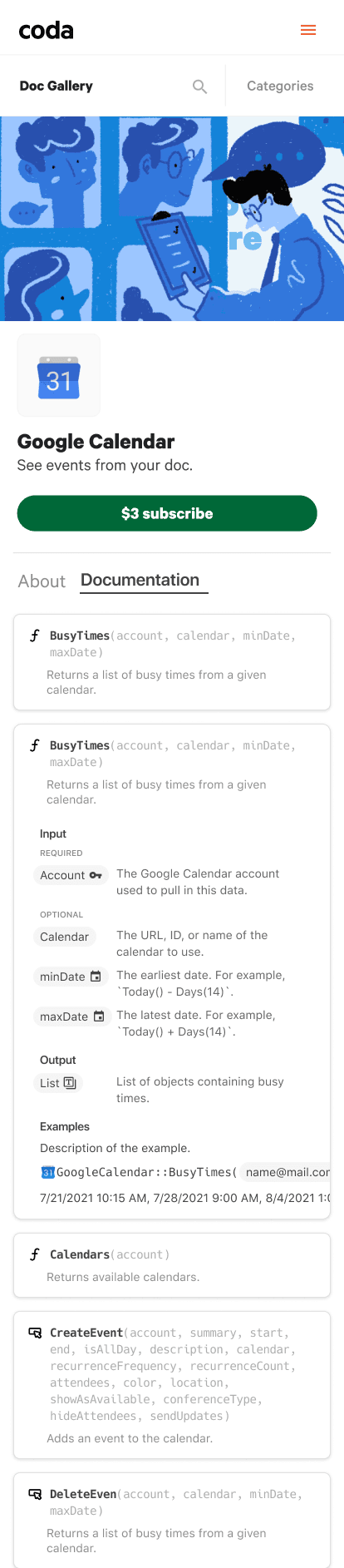 Documentation tab mobile