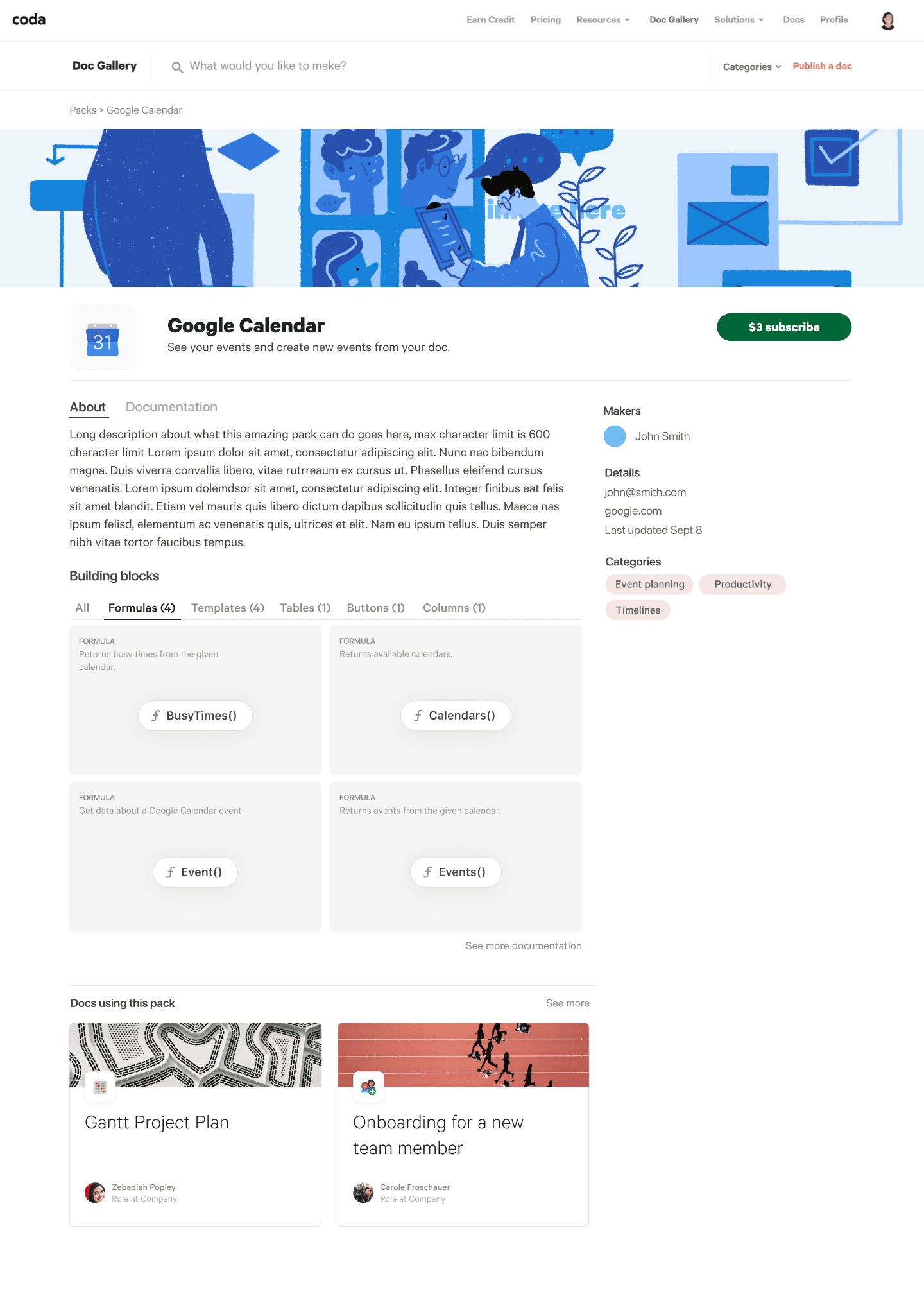 Listing page